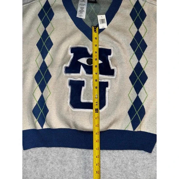Disney Parks Monsters University Sweater Large Cream Navy V-Neck MU - Picture 10 of 14